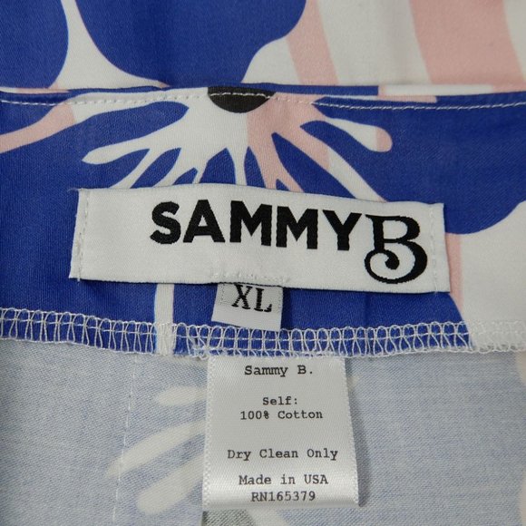 SAMMY B Tory SKIRT Size XL Floral Print Drawstring Sides Cotton Pink NEW $238 - Picture 6 of 10